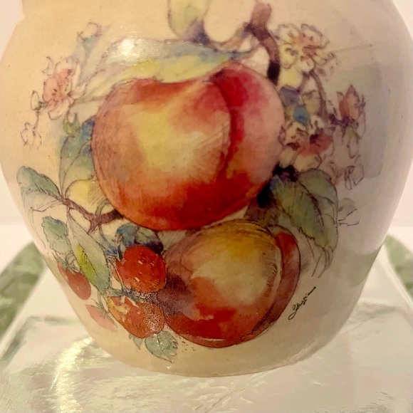 Crock Handmade in USA by Casey Pottery of Marshall, TX Fruit Motif Artist Signed - Picture 5 of 8